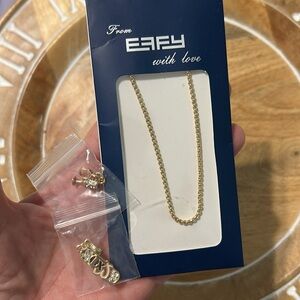 Effy Goldtone Necklace with 2 charms NEW champagne bottle, XO love